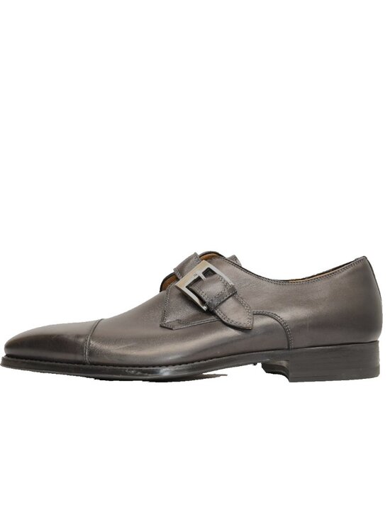 New! Magnanni Marco Monk Strap Cap Toe Loafer Leather Catalux Gray 8 25392 DD543
